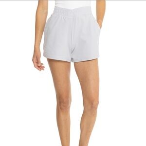 Yogalicious Lux Marina Crossover Shorts - Light Grey - Sz Medium
